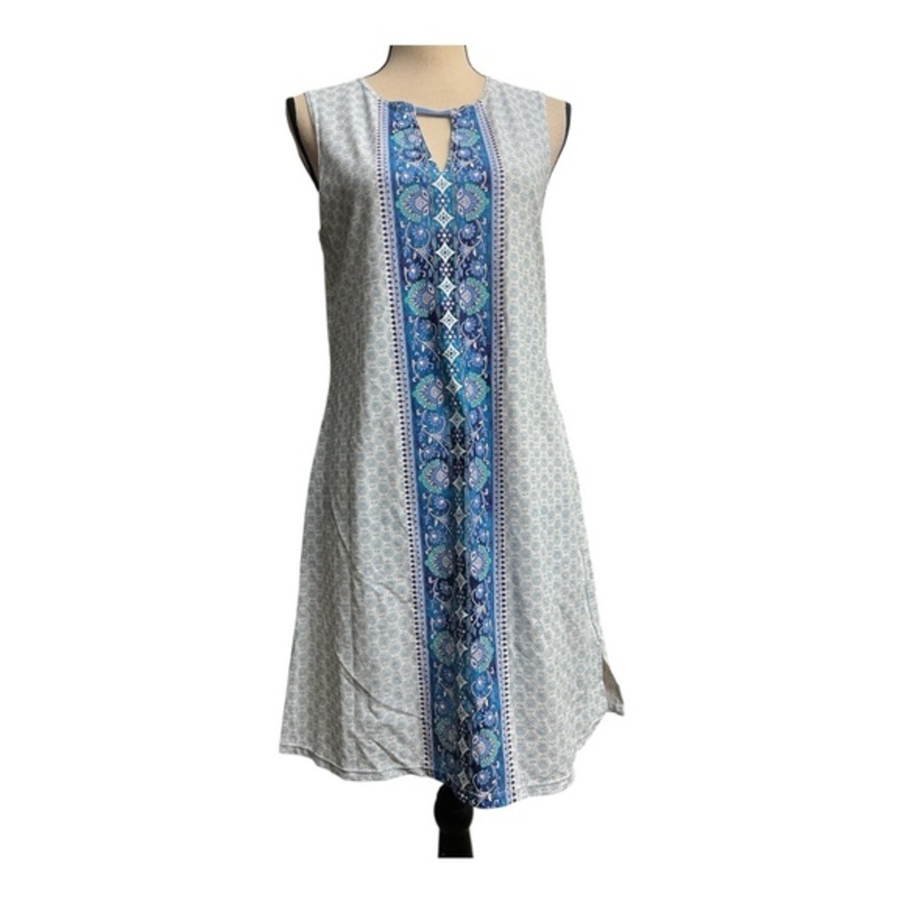 Aqua Et Sol Blue and White Patterned Mini Dress Size M
